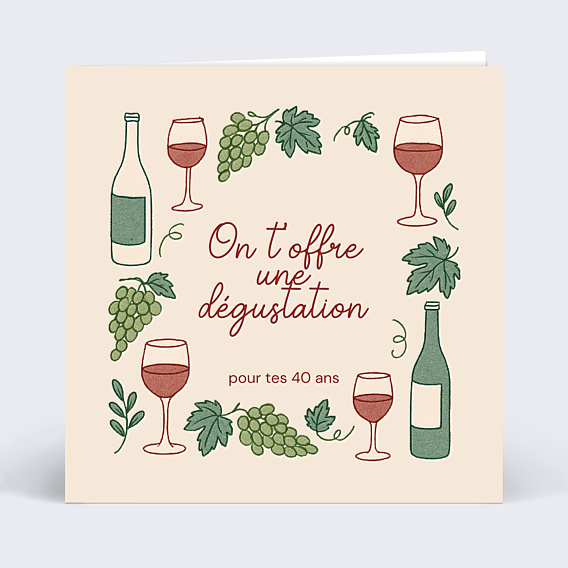 Carte anniversaire Bon pour dégustation vin