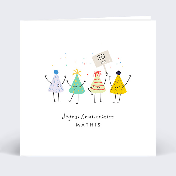Carte anniversaire Chapeaux Festifs
