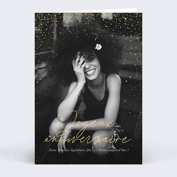 Carte anniversaire Photo Paillettes Recto