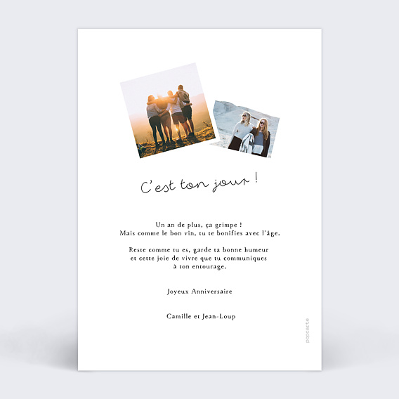 Carte anniversaire Typographie Minimaliste Verso