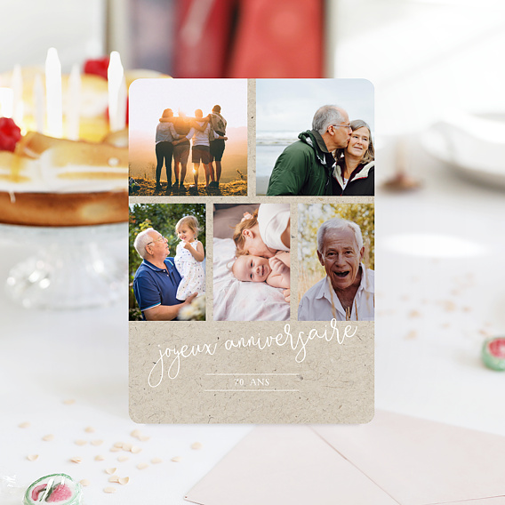 Carte anniversaire Chiné Typographique Après 4