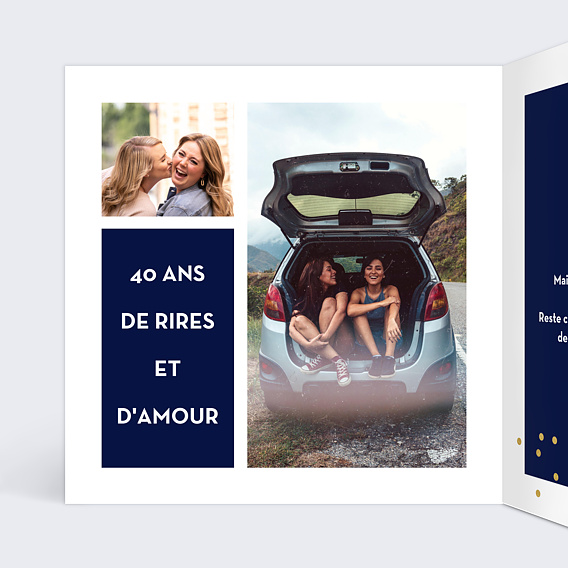 Carte anniversaire Multiphoto Bleu Intérieur Gauche