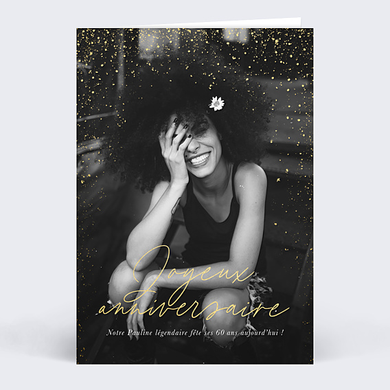 Carte anniversaire Photo Paillettes