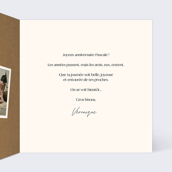 Carte anniversaire Kraft Vintage Intérieur Droit