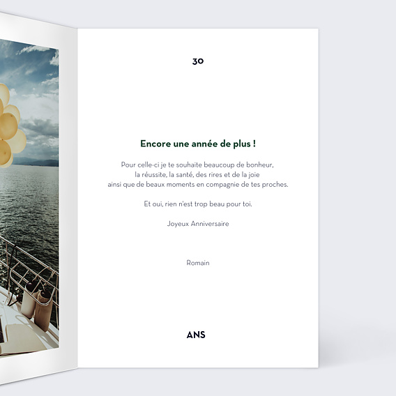 Carte anniversaire Typo Chic Intérieur Droit