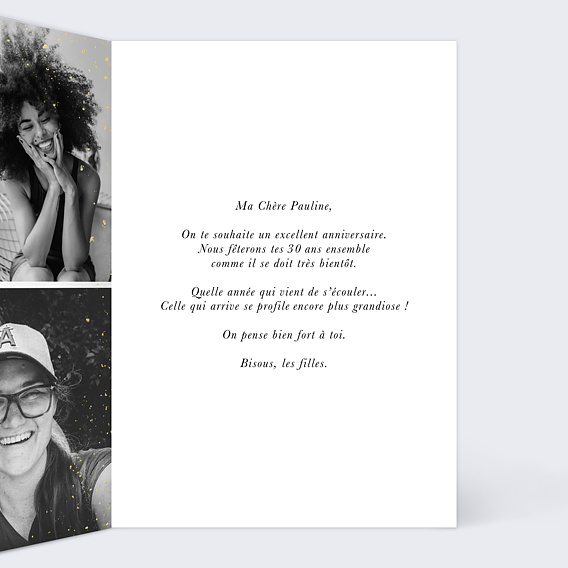 Carte anniversaire Photo Paillettes Intérieur Droit