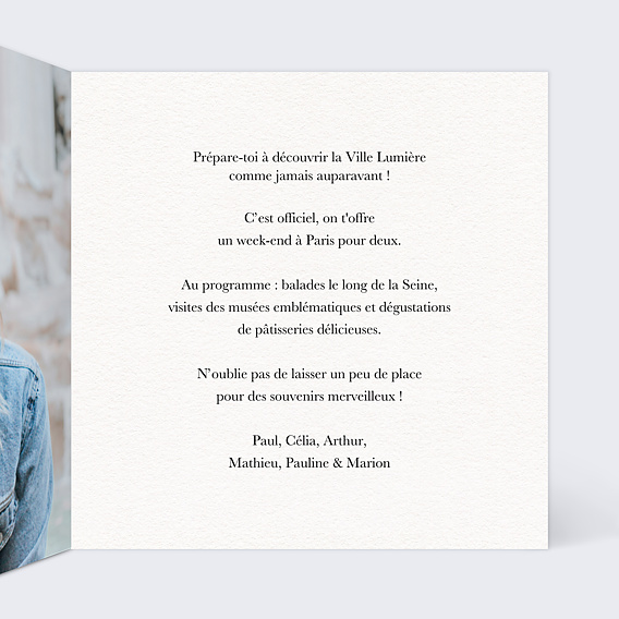 Carte anniversaire Toits de Paris Intérieur Droit