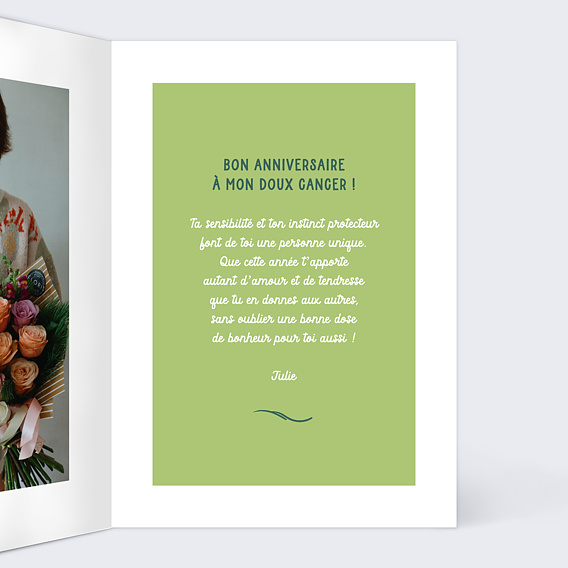 Carte anniversaire Astro Cancer Intérieur Droit