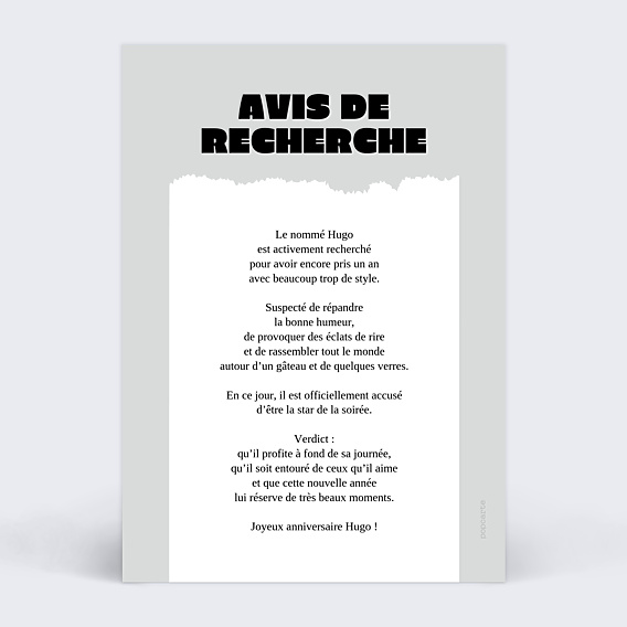 Anniversaire Adulte Mugshot