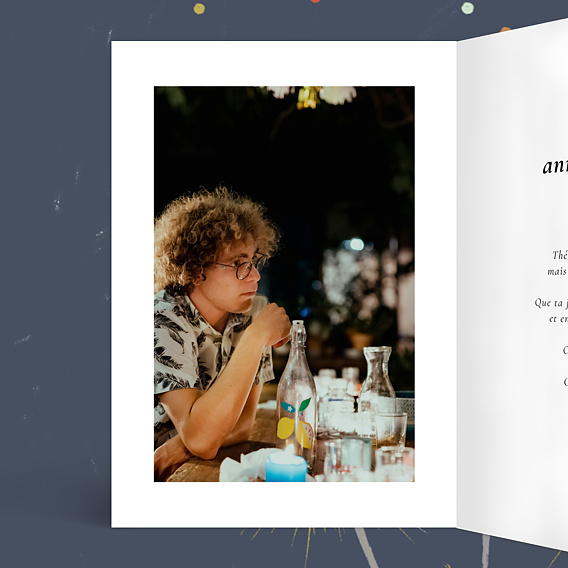 Carte anniversaire Double étiquette Intérieur Gauche