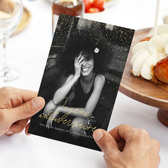 Carte anniversaire Photo Paillettes