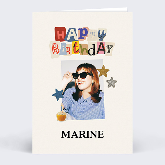 Carte anniversaire Journal déchiré souhait