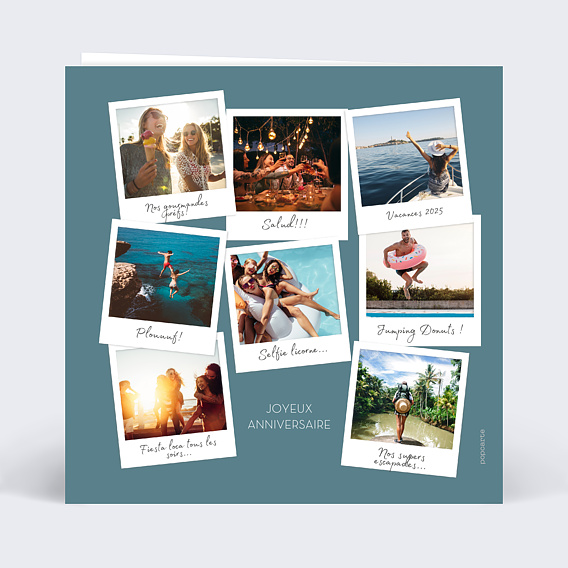 Carte anniversaire Multi Photos Polaroids Verso