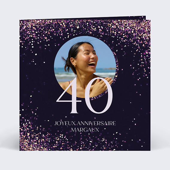 Carte anniversaire Paillettes roses