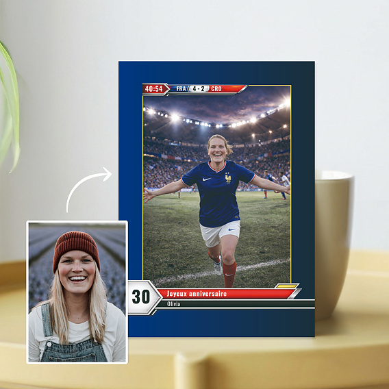 Carte anniversaire Portrait en footballeur Après 1
