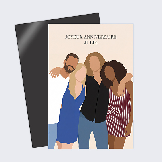 Anniversaire Adulte Amis en illustration minimaliste