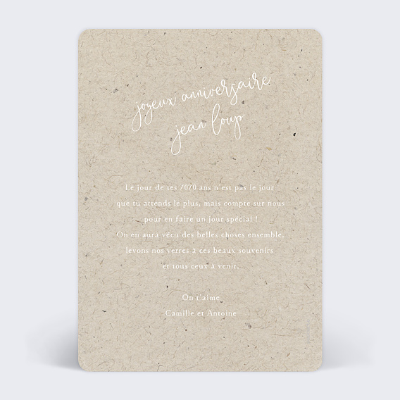 Carte anniversaire Chiné Typographique Verso