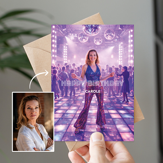 Carte anniversaire Portrait en danseur disco Après 1