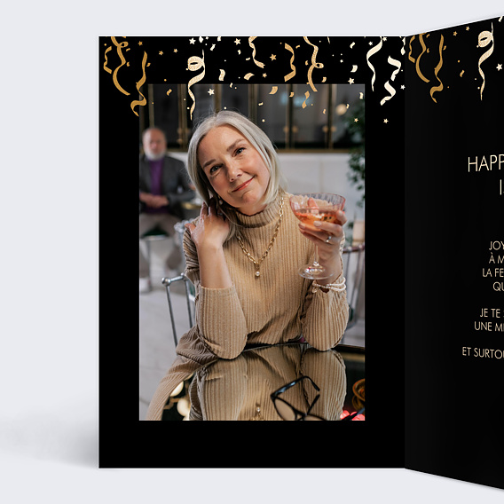 Carte anniversaire Pluie de Confettis Intérieur Gauche