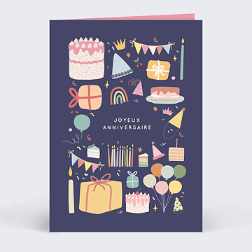 Carte anniversaire adulte Accumulation Festive