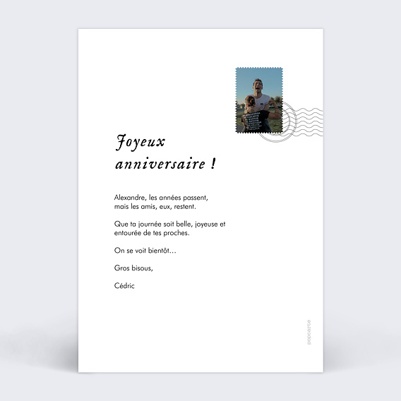 Carte anniversaire Multiphotos Etiquette Verso