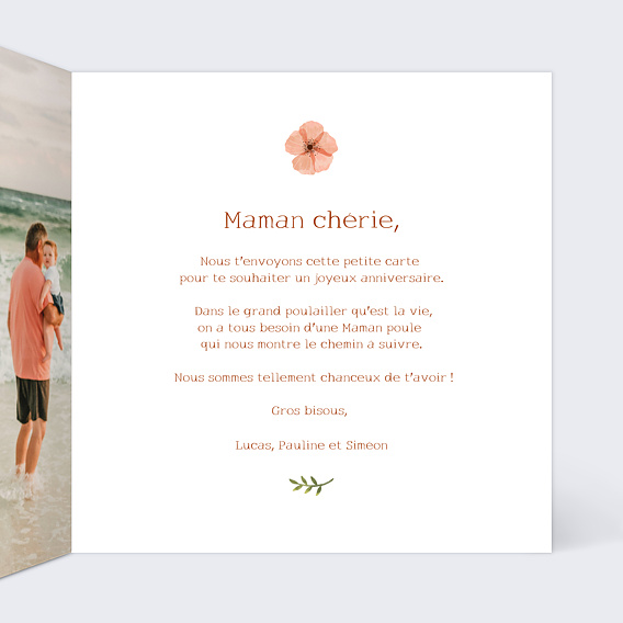 Carte anniversaire Couronne de Fleurs Champêtre Intérieur Droit
