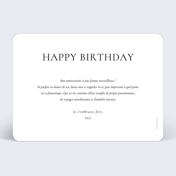 Carte anniversaire Élégance Intemporelle Verso