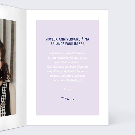 Carte anniversaire Astro Balance Intérieur Droit