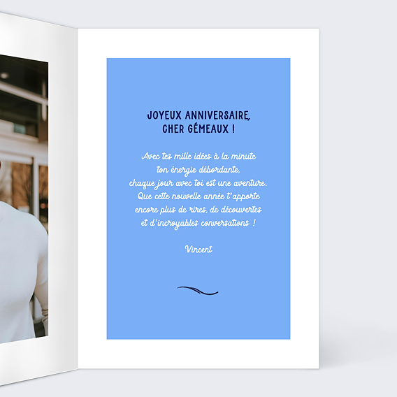 Carte anniversaire Astro Gémeaux Intérieur Droit