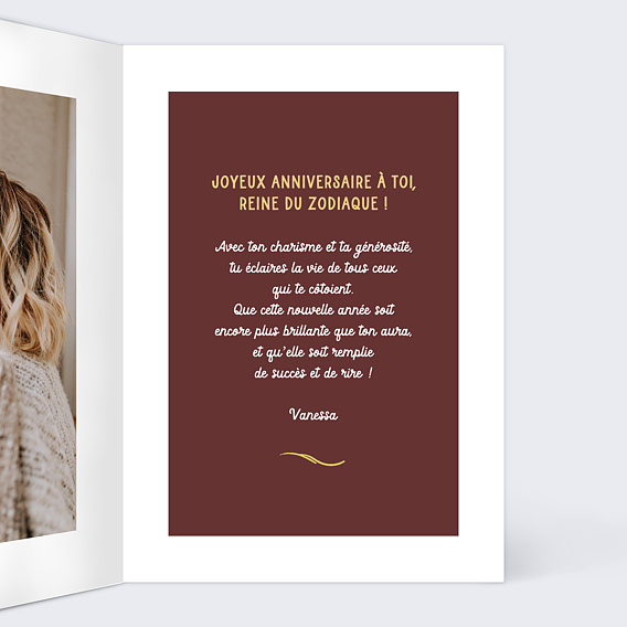 Carte anniversaire Astro Lion Intérieur Droit