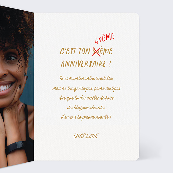 Carte anniversaire Gold Intérieur Droit