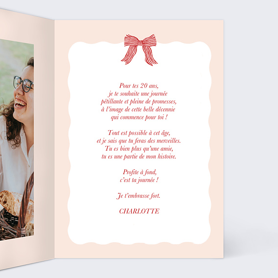 Carte anniversaire Gros nœud Intérieur Droit