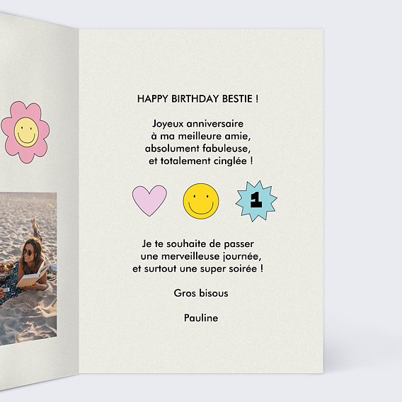 Carte anniversaire Humour facebook Intérieur Droit