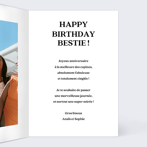 Carte anniversaire Journal déchiré souhait Intérieur Droit