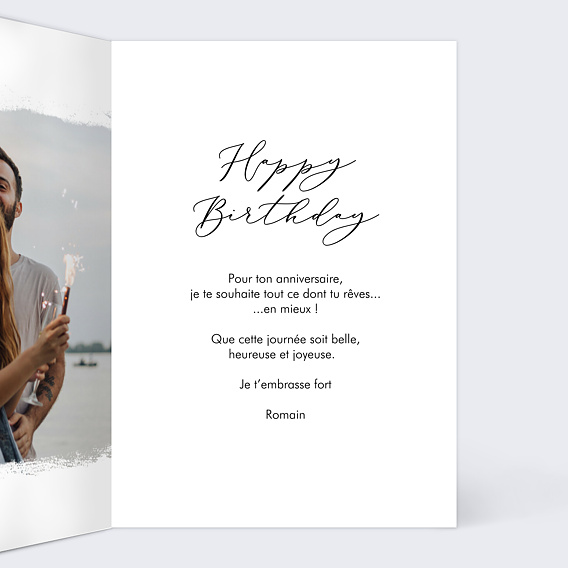 Carte anniversaire Manuscrite Intérieur Droit