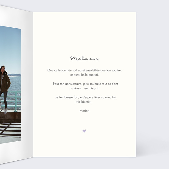 Carte anniversaire Motif Coeurs Intérieur Droit