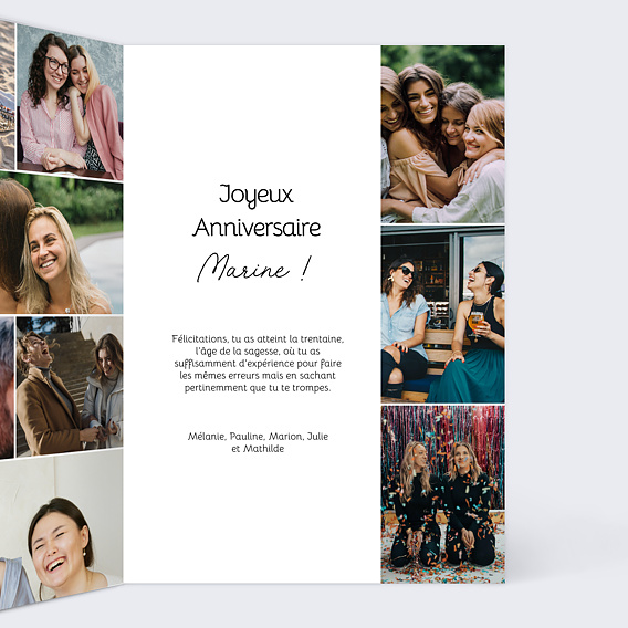 Carte anniversaire Multi-photos Extrême Intérieur Droit