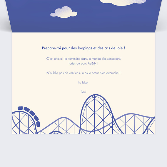 Carte anniversaire Parc d'Attraction Intérieur Droit