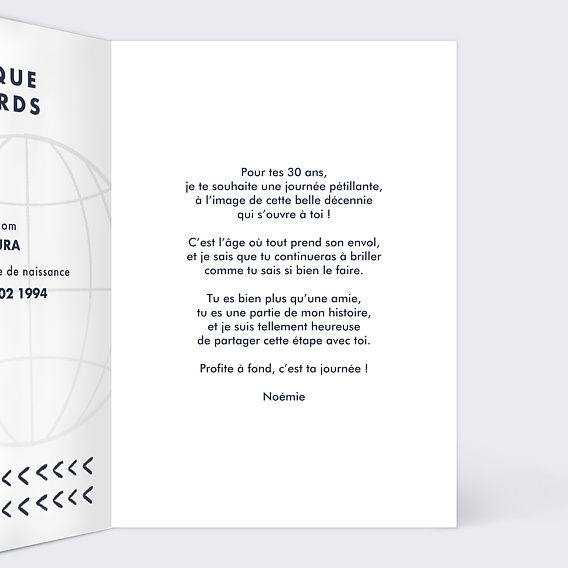 Carte anniversaire Passeport Intérieur Droit