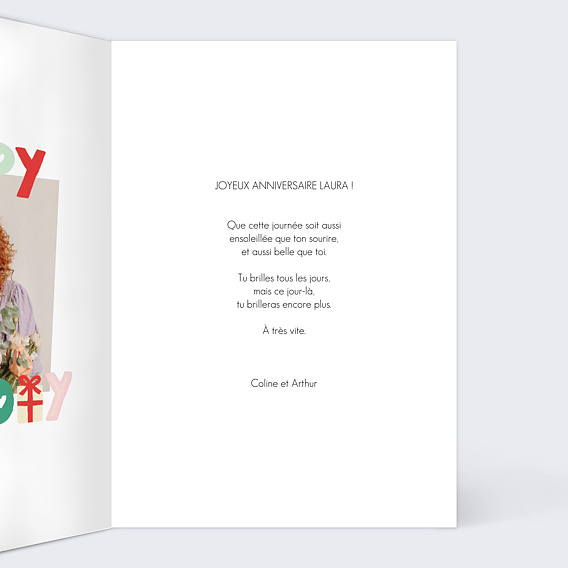 Carte anniversaire Patchwork Intérieur Droit