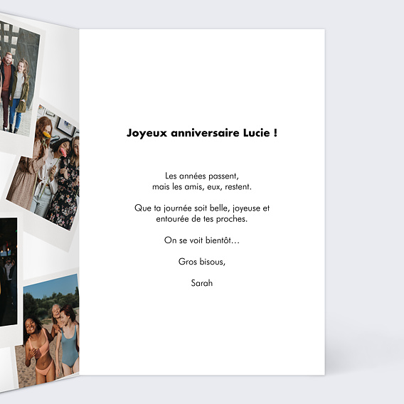 Carte anniversaire Pêle-Mêle 9 Polaroid Intérieur Droit