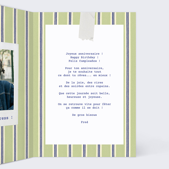 Carte anniversaire Vintage stripes Intérieur Droit