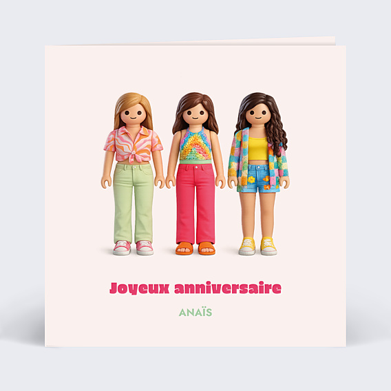 Carte anniversaire Portrait en figurine