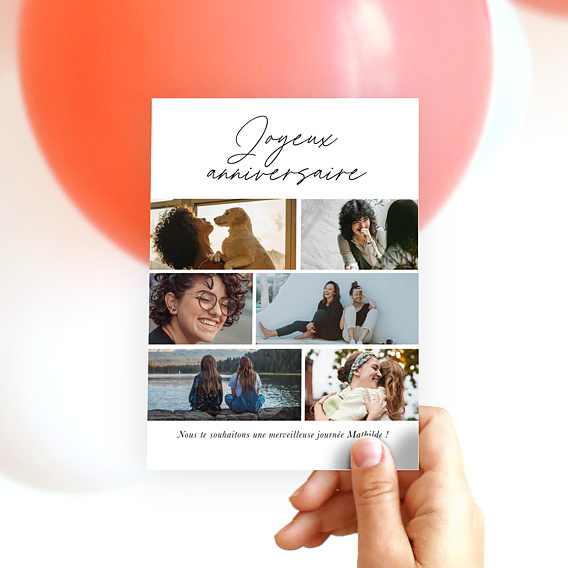Carte anniversaire Multi Photo Festif Après 4