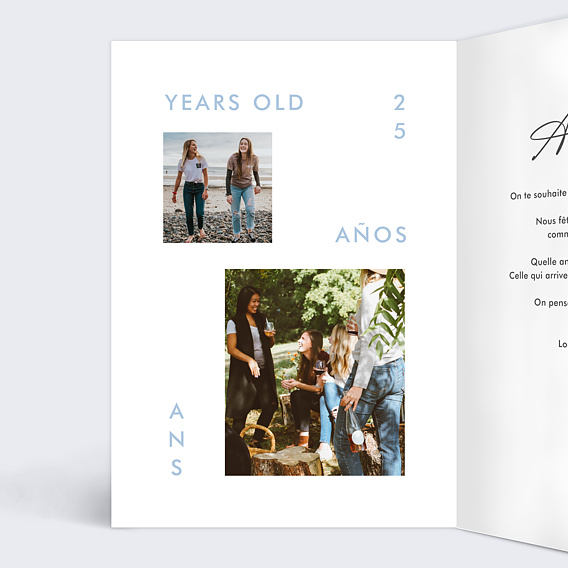 Carte anniversaire Multilingue Intérieur Gauche