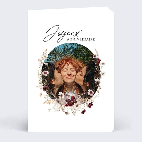 Carte anniversaire Couronne de Fleurs Sauvages Recto