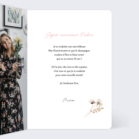 Carte anniversaire Couronne de Fleurs Sauvages Intérieur Droit
