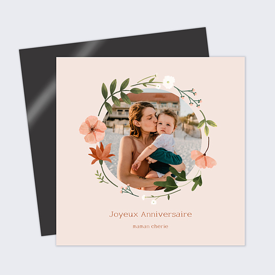 Carte anniversaire adulte Couronne de Fleurs Champêtre
