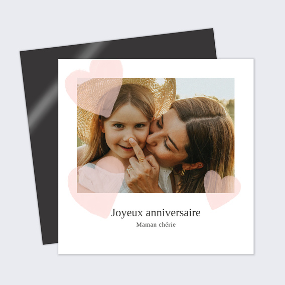 Carte anniversaire adulte Grands Coeurs Roses