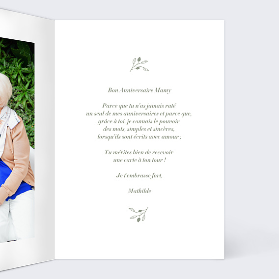 Carte anniversaire Photomaton Amande Intérieur Droit